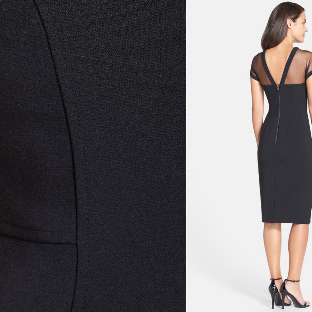Illusion Yoke Crepe Cocktail Dress